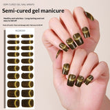 Semi-Cured Gel Nail Strips Sparkle Cat Eye Magnetic Glossy Design (MOQ=3)