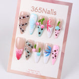 Uñas postizas 3D de gel con diseño veraniego "Gelato Mix" de 365Nails.