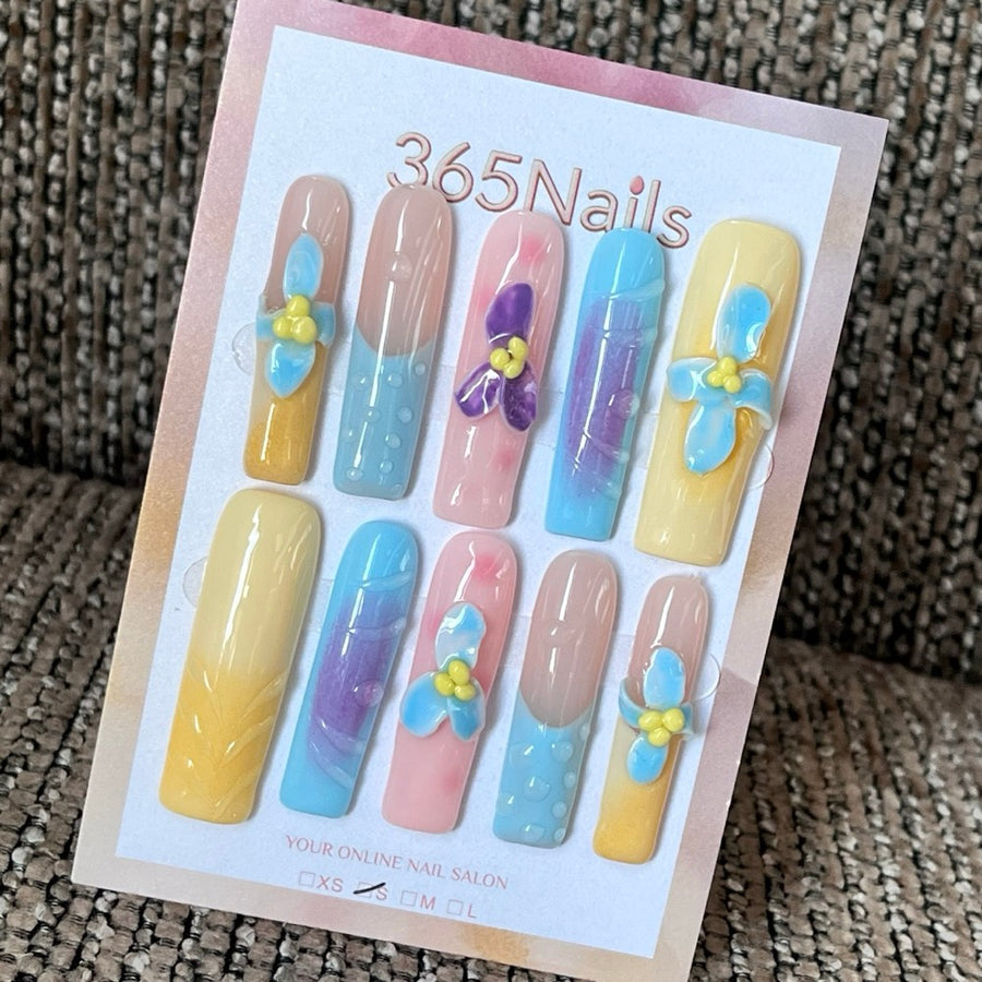 Butterfly Sherbet - Pastel 3D Press-On Nails