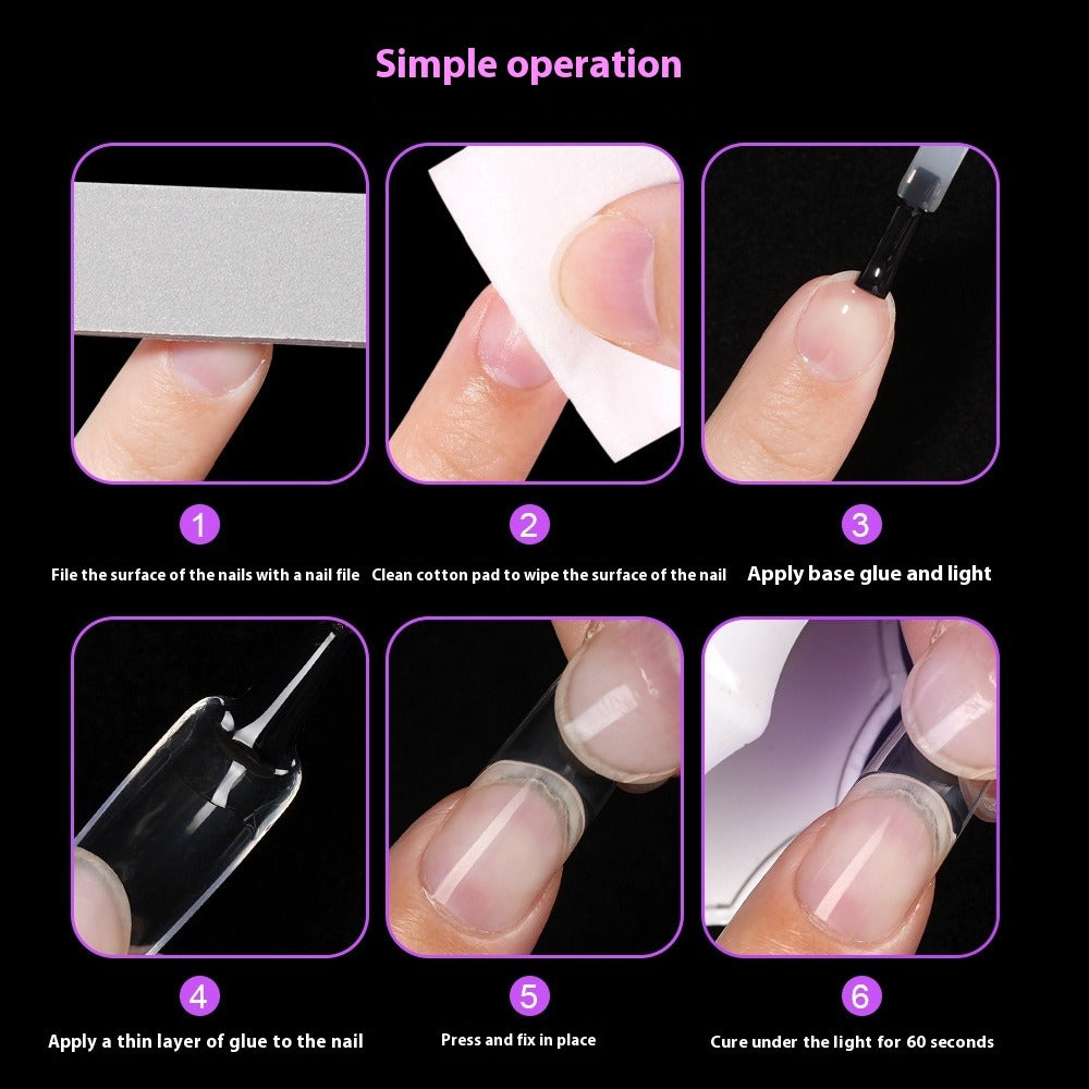 Nail Tips Transparent nail piece Semi-sticker Shallow sticker 500 pieces French long nail art trapezoidal square light and thin press on nails  nail piece