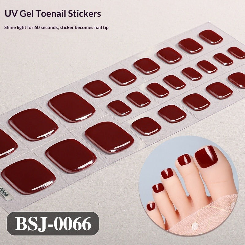 Semi-Cured Gel Nail Strips Minimal Solid Color Toe Style (MOQ=3)
