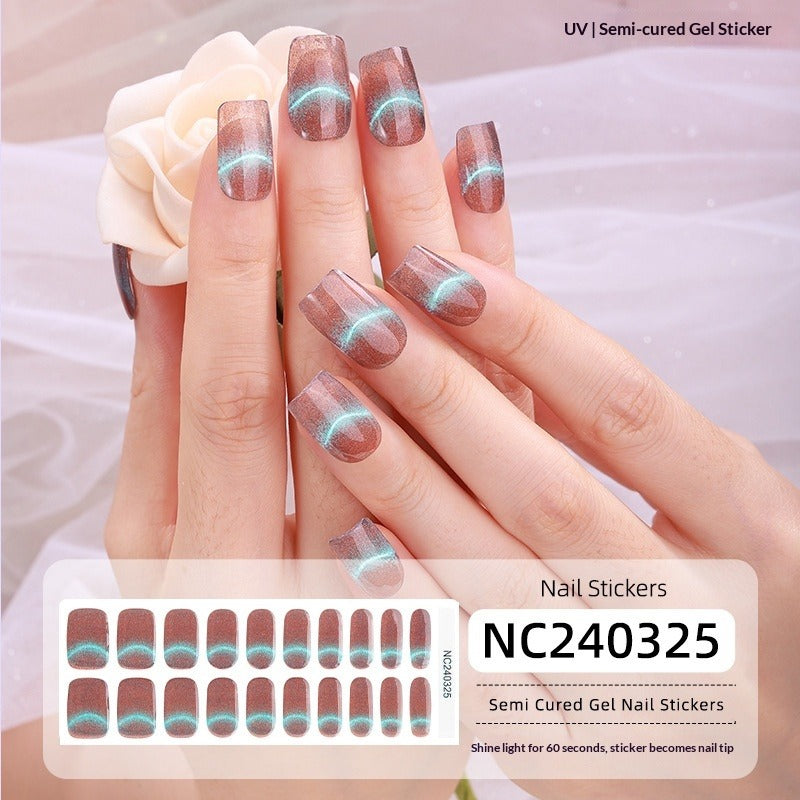 Semi-Cured Gel Nail Strips 3D Solid Color Metallic Glossy Set (MOQ=3)