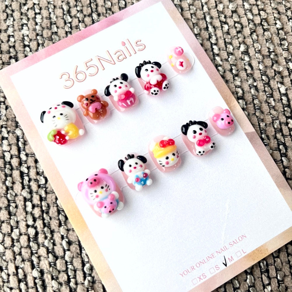 365nails: "Cartoon Carnival" – 3D Character Short Square Nails