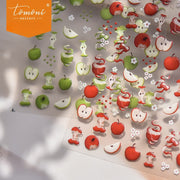 Red Apple Fun Collection: "Crisp Apple" – 3D Embossed Nail Sticker