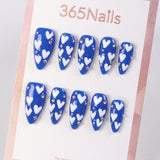 365Nails Blue Heart Melody Press-On Nails with White Hearts and Rhinestones