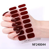 Semi-Cured Gel Nail Strips Solid Color Glossy Nude Burgundy Set (MOQ=3)