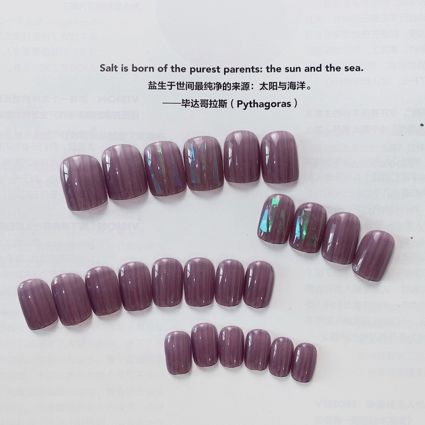 El morado uva es blanco en otoño e invierno, parches de arte para uñas a presión, parches de arte para uñas de celofán, uñas postizas, almohadillas para uñas impermeables y removibles.｜365nails