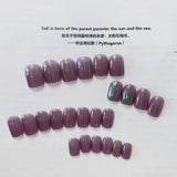 Grape purple is white in autumn and winter, press on nails art patches, cellophane nail art patches, fake nails, waterproof and removable nail pads.｜365nails