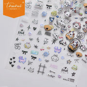 Cool Black Cat Shell Light Collection: "Edgy Black Cat & Shell Light" – 3D Embossed Nail Sticker