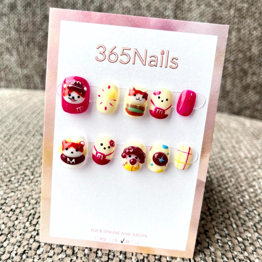365nails: "Sweet Mornings" – 3D Character Short Square Nails