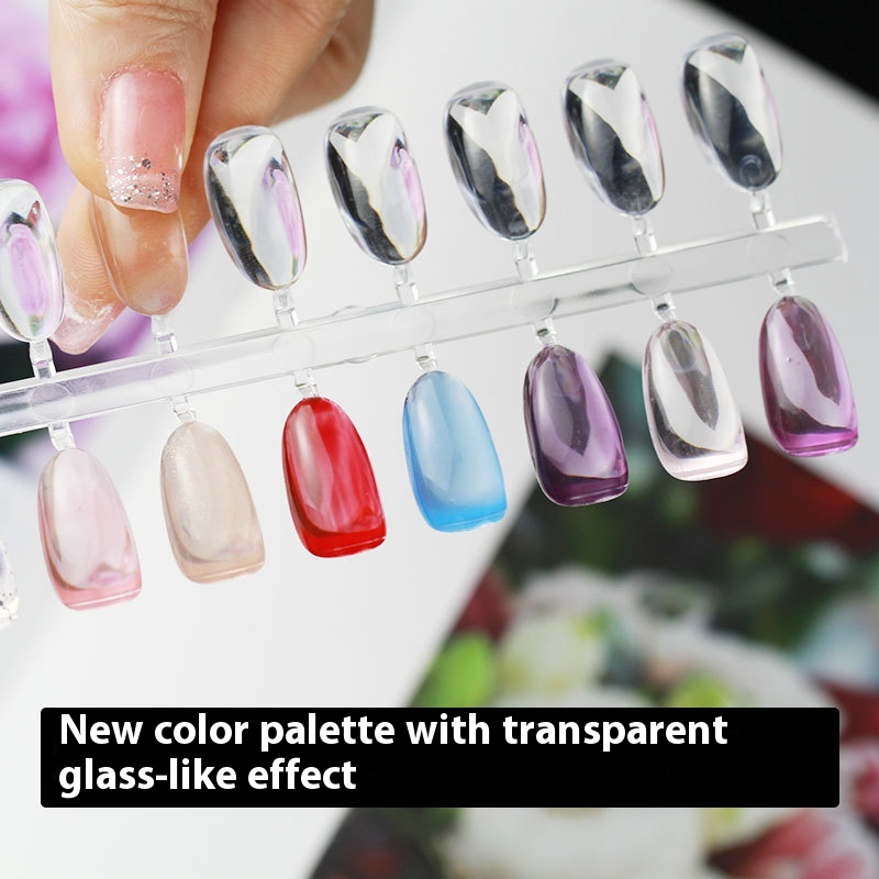 Nail Tips 200 pieces of new high-transparency solid plate nail pads, transparent glazed nail art swatch for nail shop plate practice