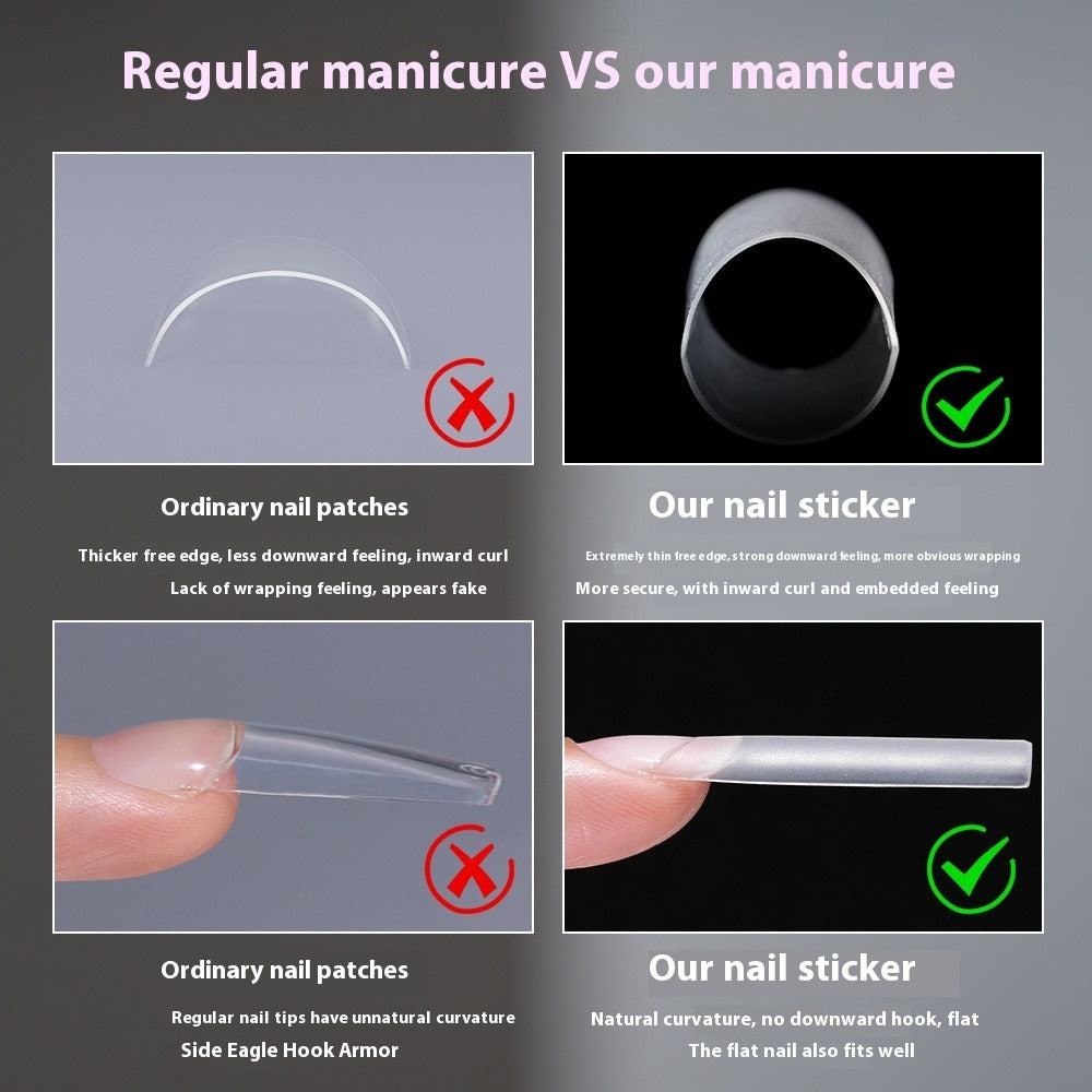 Nail Tips Nail matte, cut-free grinding, semi-sticker, long 240 pieces, boxed transparent water pipe nail patch, fake nail wholesale (MOQ=3)
