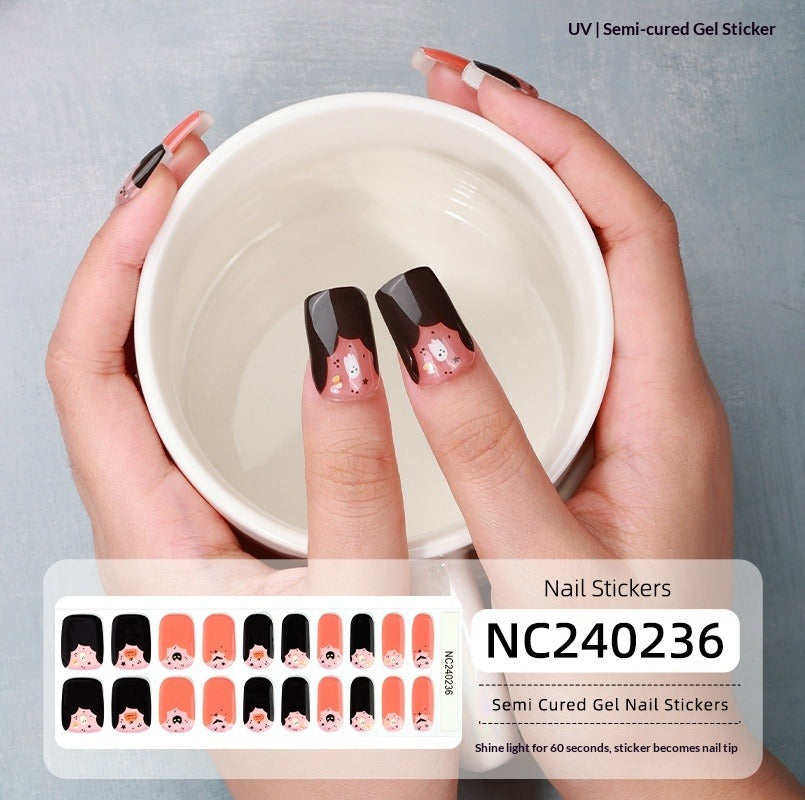 Semi-Cured Gel Nail Strips French Holiday Christmas Halloween Mix Designs (MOQ=3)