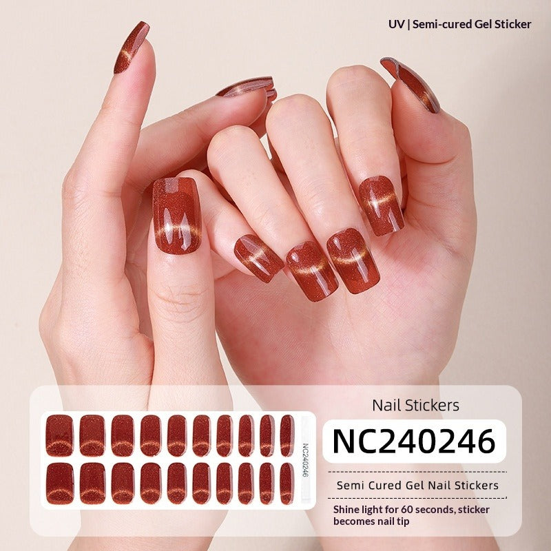 Semi-Cured Gel Nail Strips 3D Solid Color Metallic Glossy Set (MOQ=3)