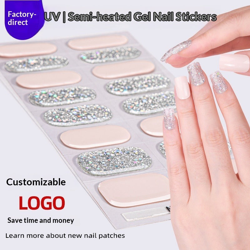 Semi-Cured Gel Nail Strips Pure Color Mismatch Pastel Glossy Set (MOQ=3)