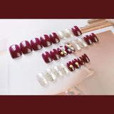 Adesivo de unha clareador em formato de estrela Borgonha, unhas postiças finalizadas, à prova d'água, removíveis, para mulheres grávidas, pode usar 365nails