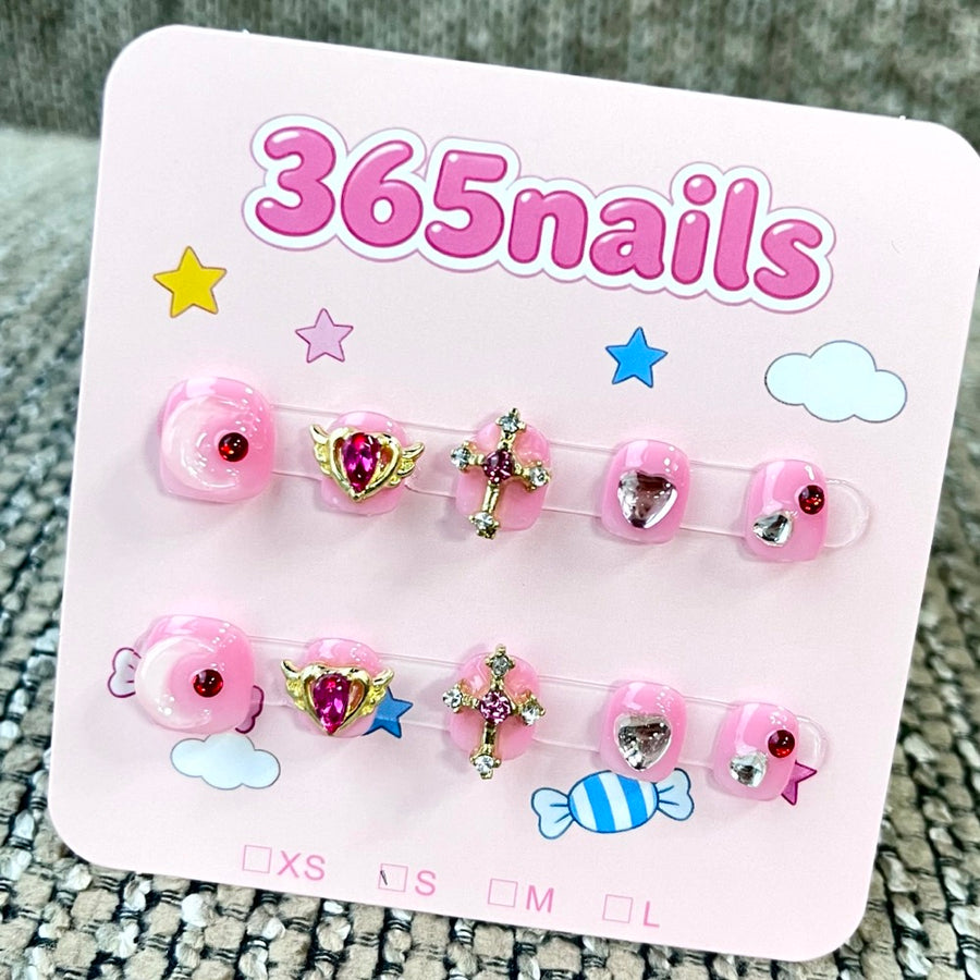 365nails: "Sacred Heart" – 3D Gothic Y2K Handmade Short Square Nails