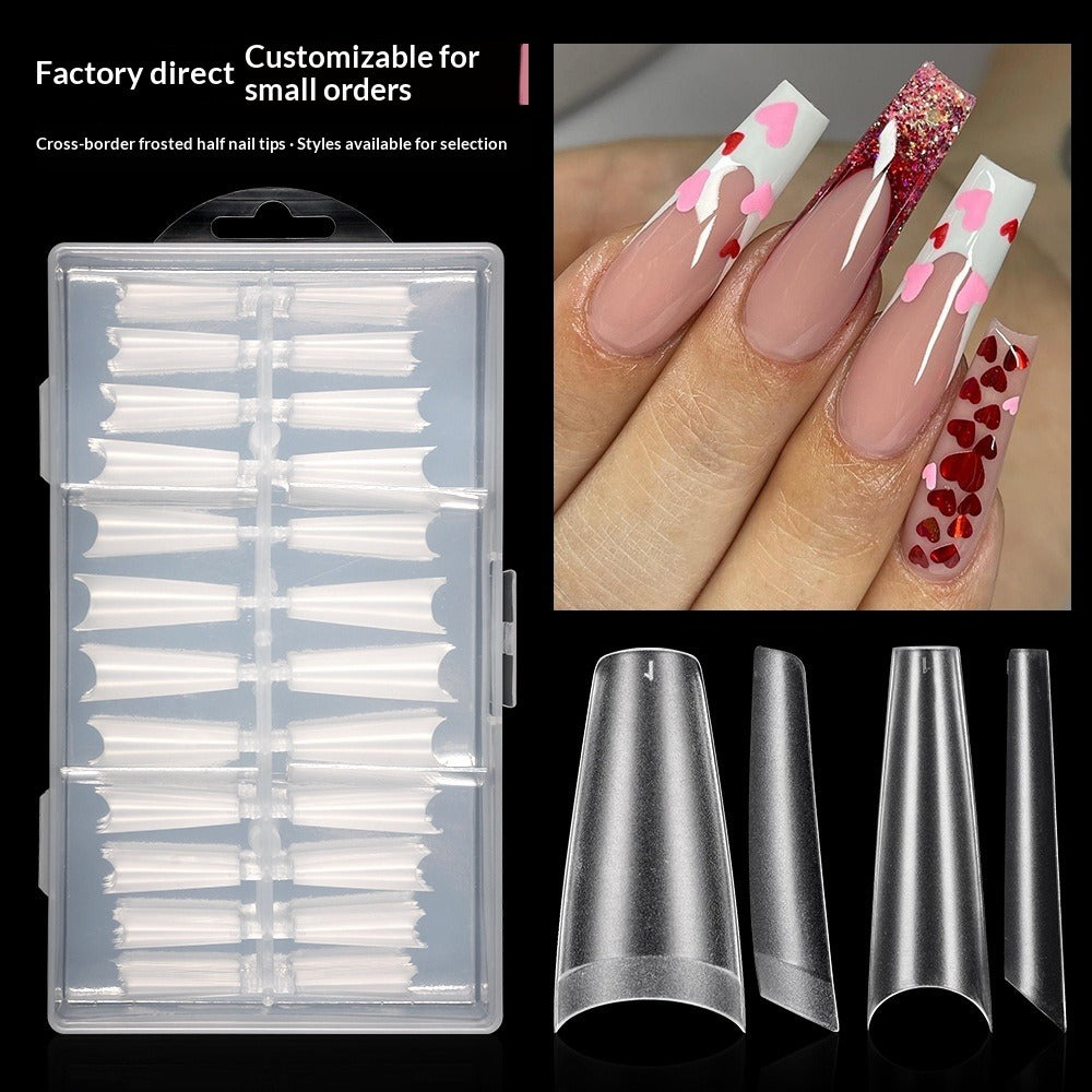 365nails: "Matte Half-cover Nail Tips" – Long Coffin Nail Extensions