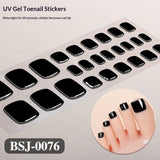 Semi-Cured Gel Nail Strips Solid Color Glossy Toe Design (MOQ=3)