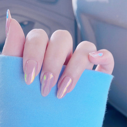 Aurora butterfly pearl powder pointed Internet celebrity resin butterfly press on nails finished fake nail nail patch waterproof｜365nails