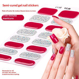 Semi-Cured Gel Nail Strips Colorblock Solid Glitter Glossy Design (MOQ=3)