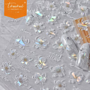 Holographic Flower Nail Stickers – 5D Embossed Romantic Set