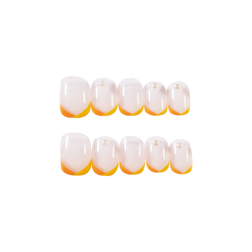 "Citrus Color Block French" - Precision Crafted Press-On Nails