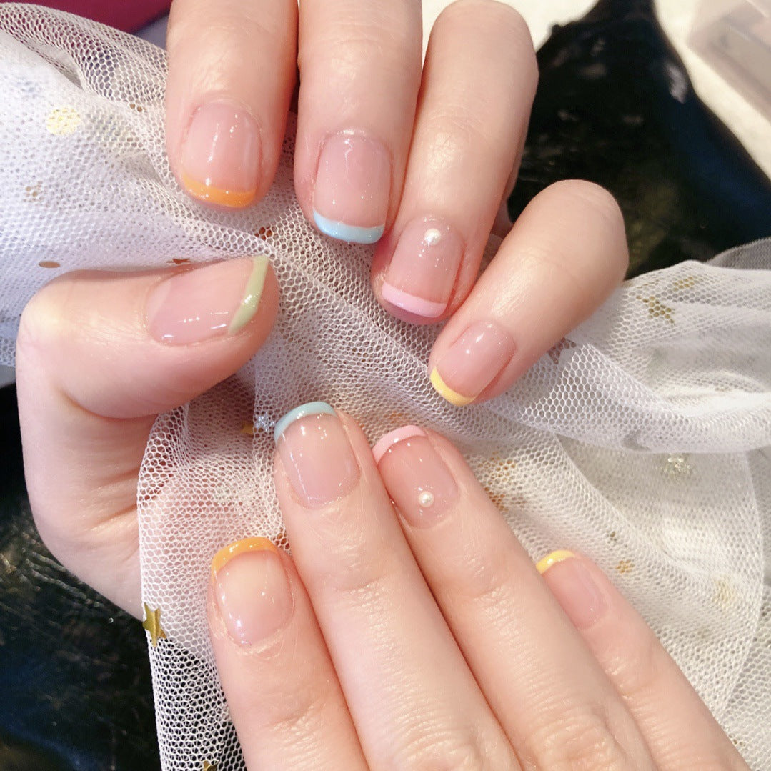 "Pastel Rainbow French" - Precision Crafted Press-On Nails