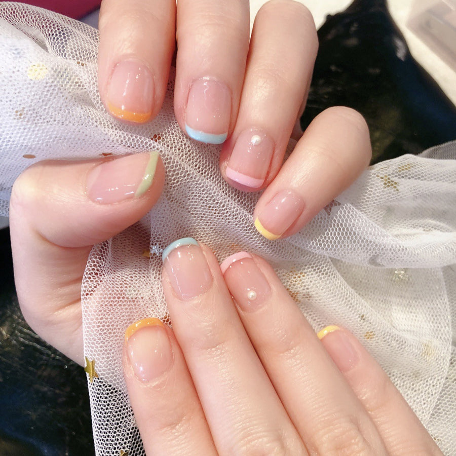 "French Arc-en-Ciel Pastel" - Ongles Press-on Fabriqués avec Précision