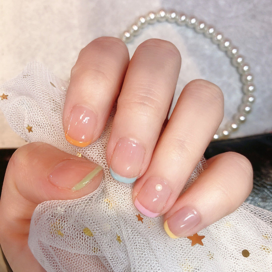 "Pastel Rainbow French" - Precision Crafted Press-On Nails