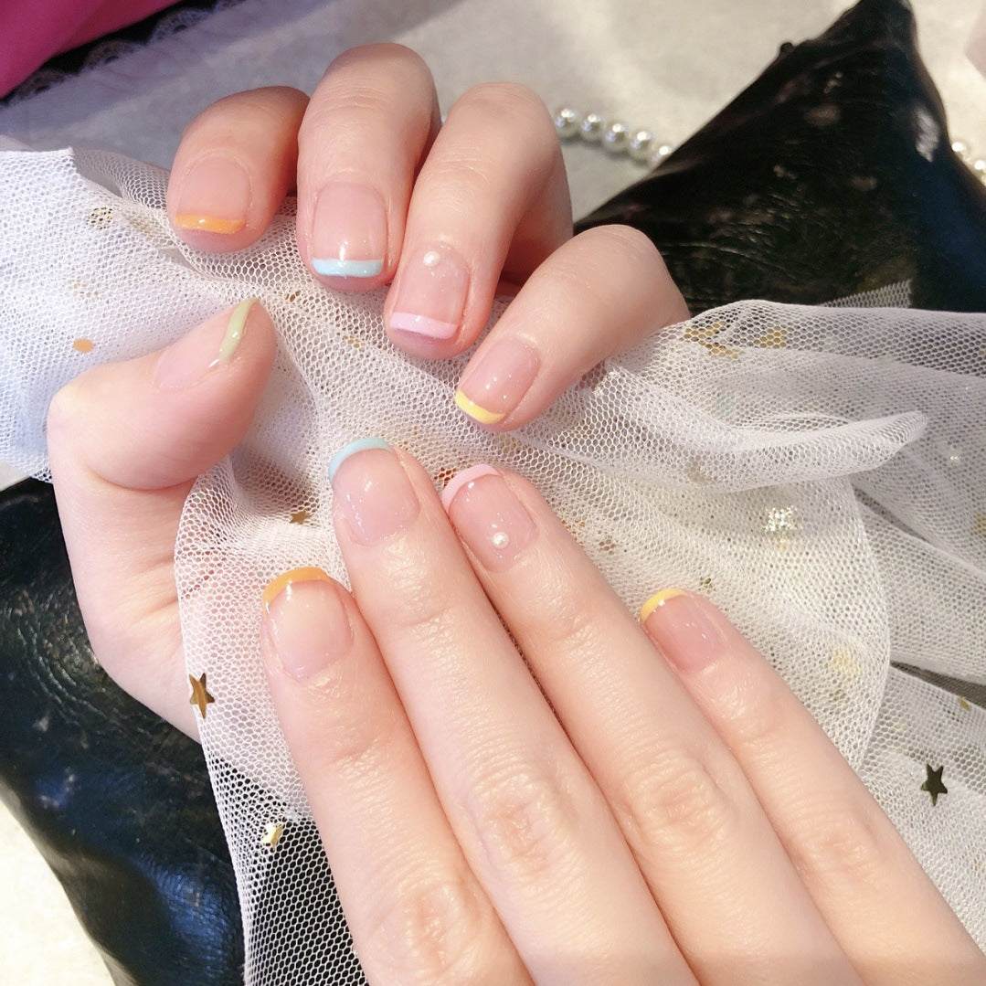 "Pastel Rainbow French" - Precision Crafted Press-On Nails