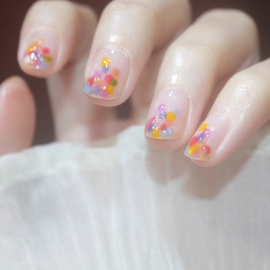 Candy color jumping small fresh summer wear nail finished nail art patch cute nail piece waterproof removable nail piece｜365nails