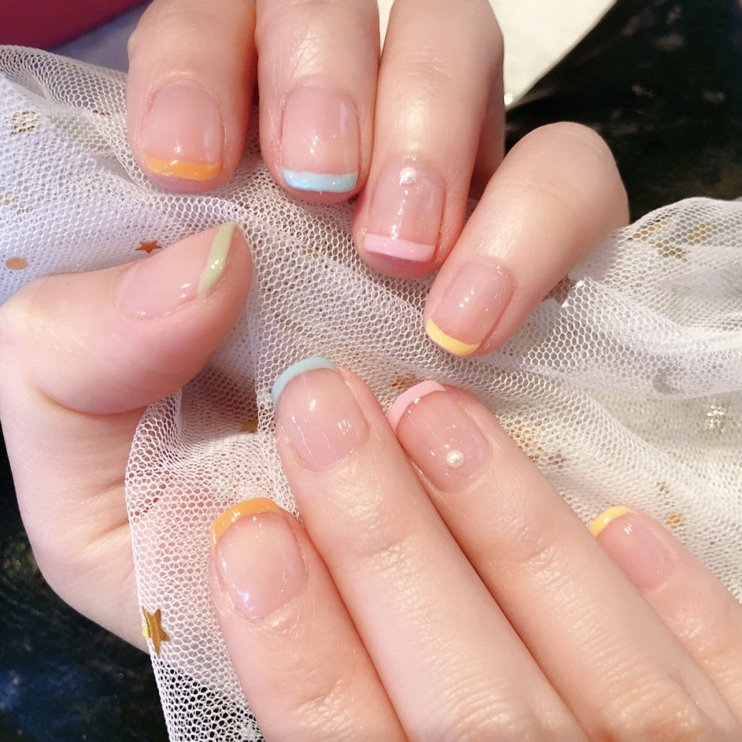 "Pastel Rainbow French" - Precision Crafted Press-On Nails