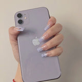 Unhas postiças com chamas azuis claras ｜ 365nails