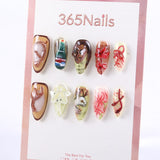 Abstract Art Press-On Nails with Hand-Painted and 3D Sculpted Details