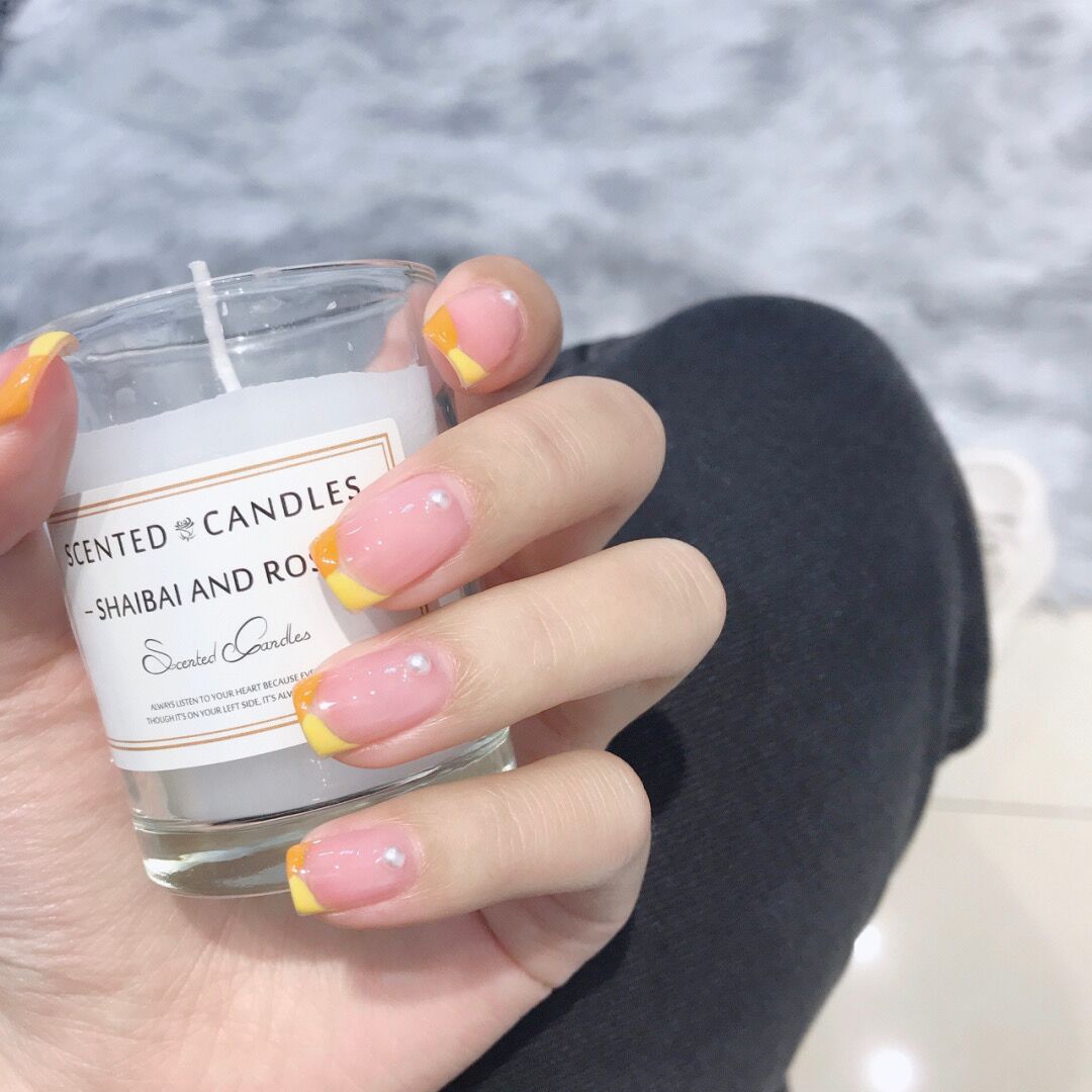 "Citrus Color Block French" - Precision Crafted Press-On Nails