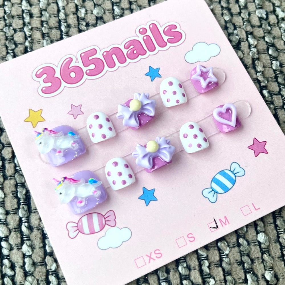 365nails: "Unicorn Dream" – 3D Character Handcrafted Sweet Short Square Nails
