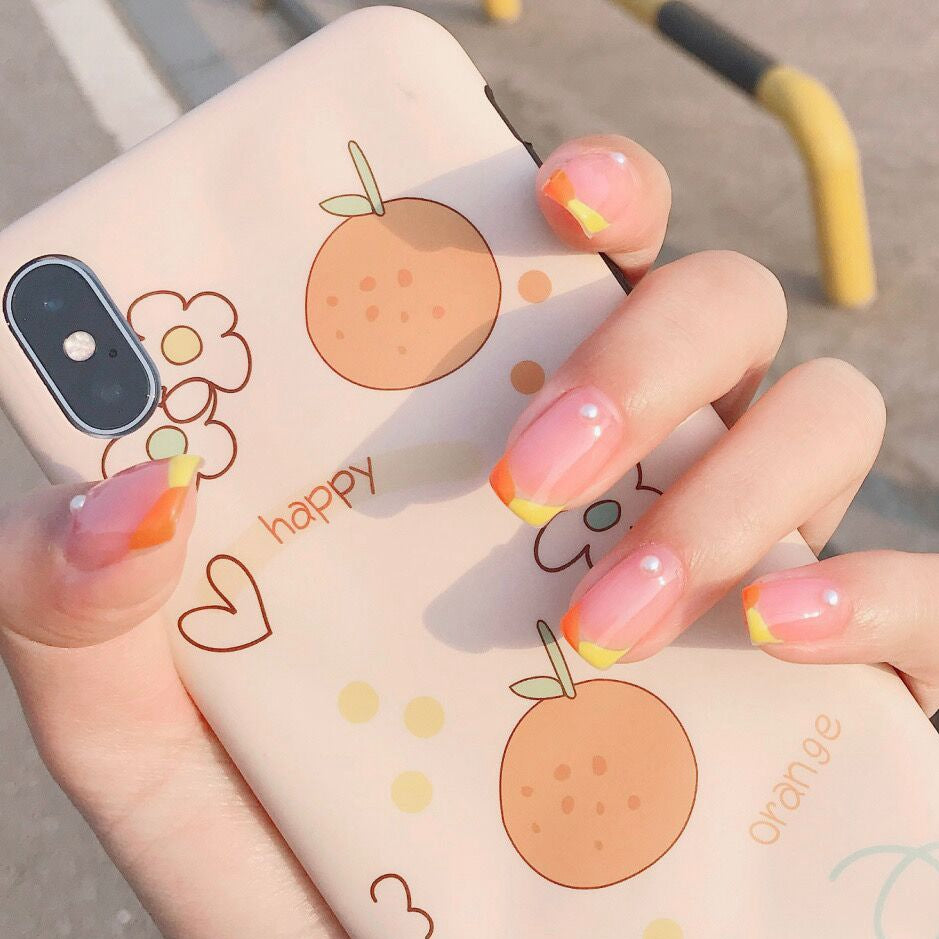 "Citrus Color Block French" - Precision Crafted Press-On Nails