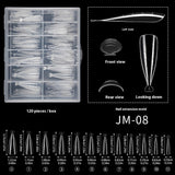 Nail Tips 120 transparent crystal nail molds, boxed with graduated crystal extension nail molds,  rapid phototherapy extension nail molds