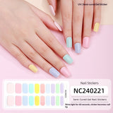 Semi-Cured Gel Nail Strips French Gradient Glitter Glossy Design(MOQ=3)