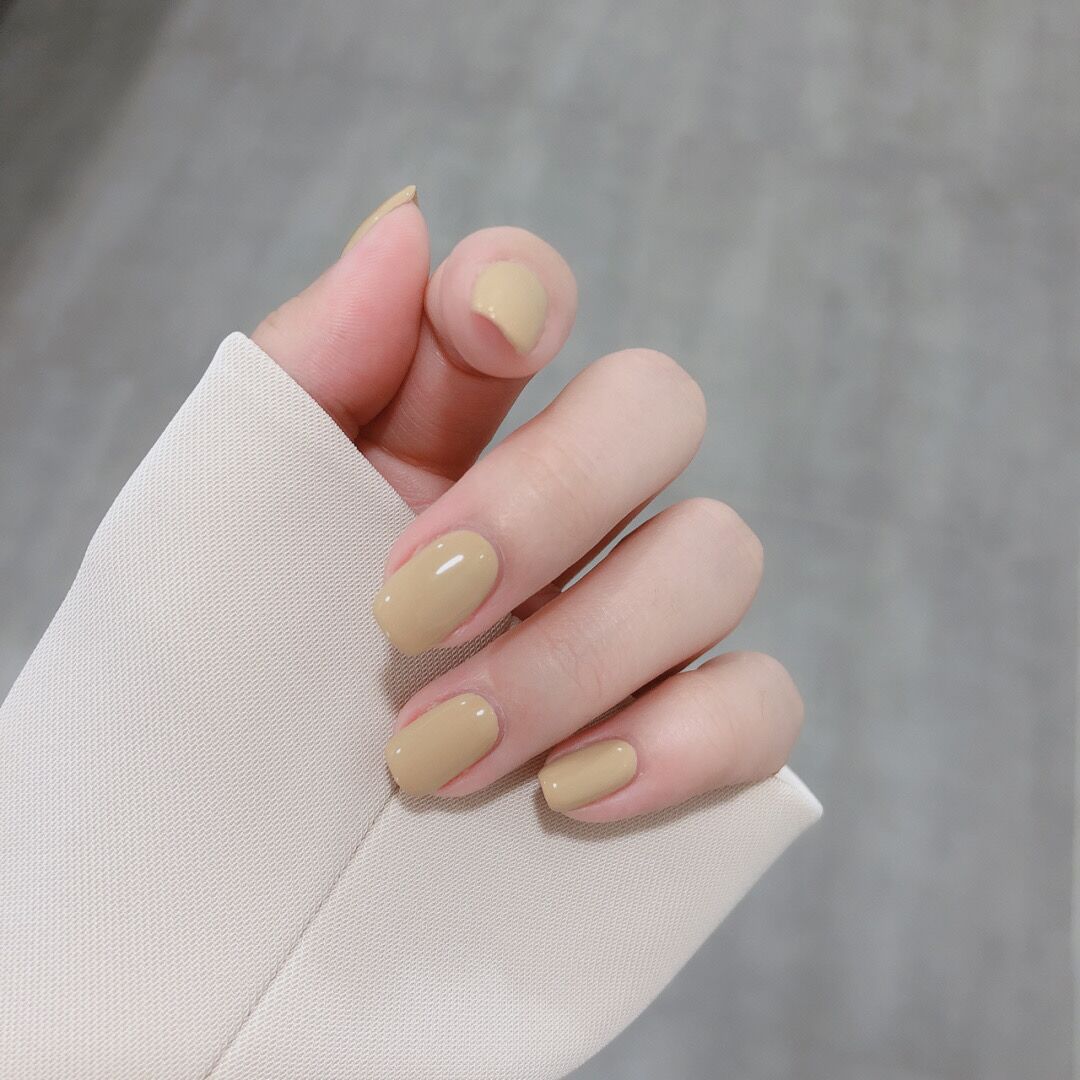 純色短款米色簡約甲片 完成穿戴甲 防水可移除｜365nails