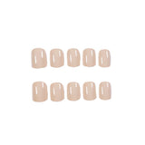 Solid color short beige simple nail patch nail patch fake nail press-on nails finished product waterproof and removable｜365nails