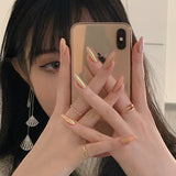 Aurora mariposa perla en polvo puntiagudo, celebridad de Internet, resina, mariposa, uñas postizas, parche para uñas, resistente al agua | 365nails