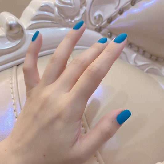 Solid color matte glaze blue white nail patch fake nail press on nails finished nail patch waterproof and removable｜365nails