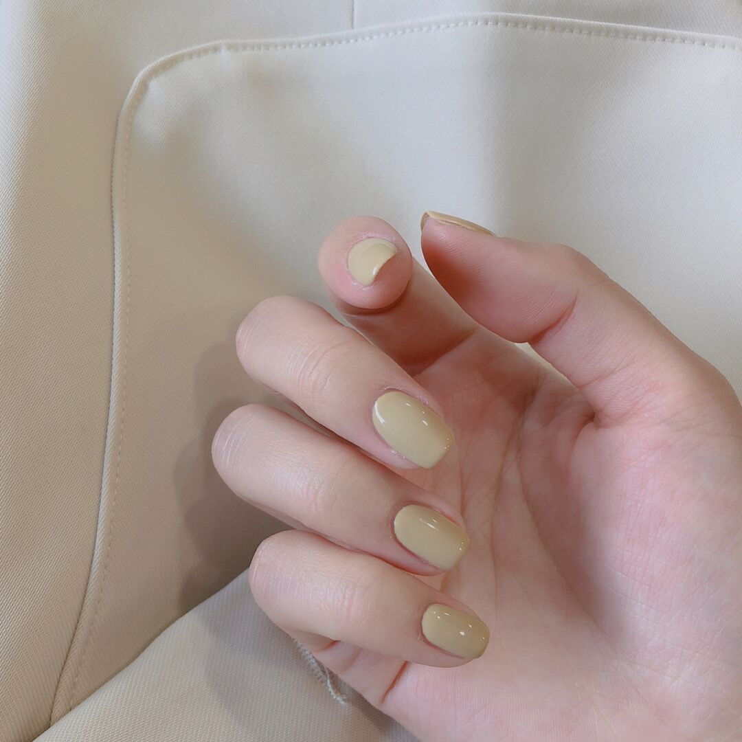 純色短款米色簡約甲片 完成穿戴甲 防水可移除｜365nails