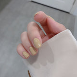 Solid color short beige simple nail patch nail patch fake nail press-on nails finished product waterproof and removable｜365nails