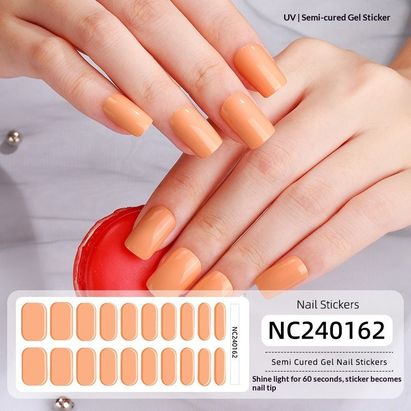 Semi-Cured Gel Nail Strips Solid Pearl Shimmer Glossy Design (MOQ=3)