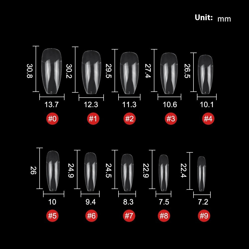 Nail Tips nail pads press on nails patches Nail art transparent patches Full stickers Long ballet nail fake nails 500 pieces in a box