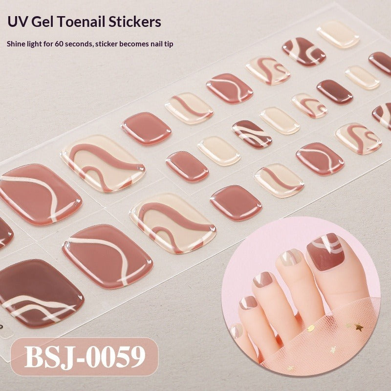 Semi-Cured Gel Nail Strips Toe Nails 3D Foil Gradient Bloom Glossy Set (MOQ=3)