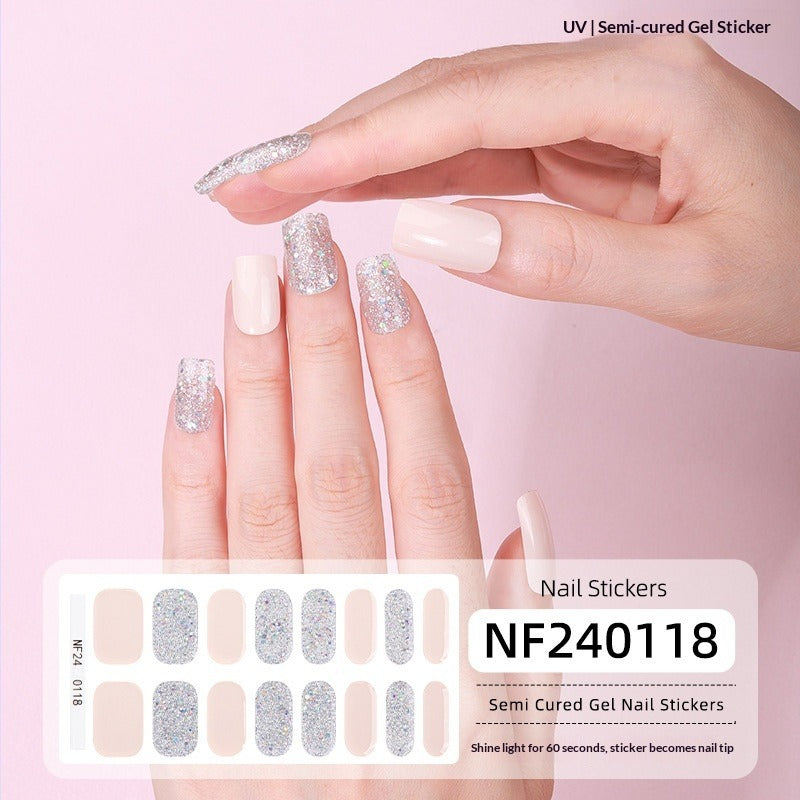 Semi-Cured Gel Nail Strips Pure Color Mismatch Pastel Glossy Set (MOQ=3)